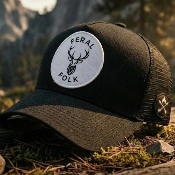 Drop 001: The URBAN STAG 'Wild Roots' Black Trucker