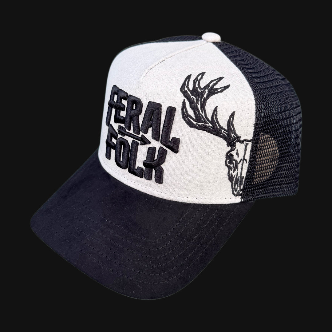 Drop 002: Skull "Stag" Trucker - Ghost Grey